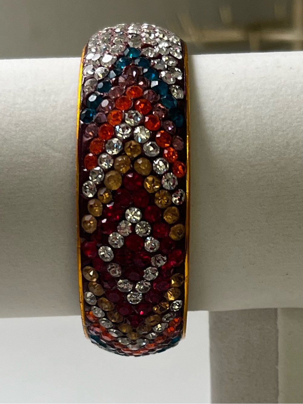 Multi Color Rhinestone Bangle Size 2.2 - Picture 4 of 5